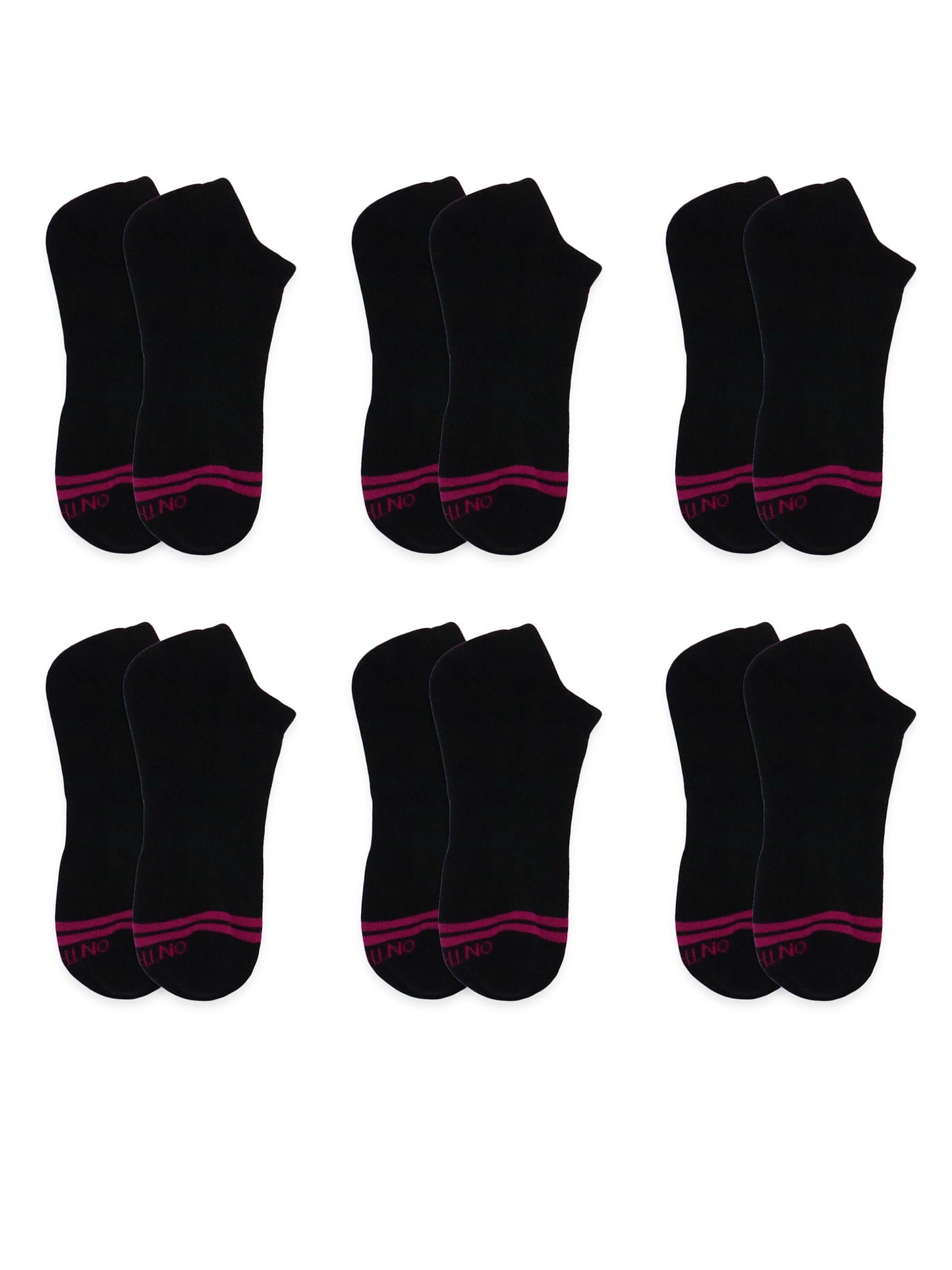 Men’s white low-cut athletic socks with red lines near the toe, 6-pair value pack made from breathable cotton blend for sports, training, or everyday wear