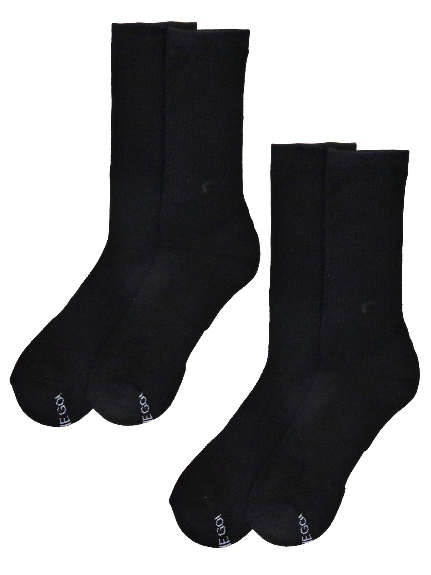 Men’s Black crew athletic socks and white branding, moisture-wicking cotton blend for sports, workouts, and everyday wear — 2-pair pack