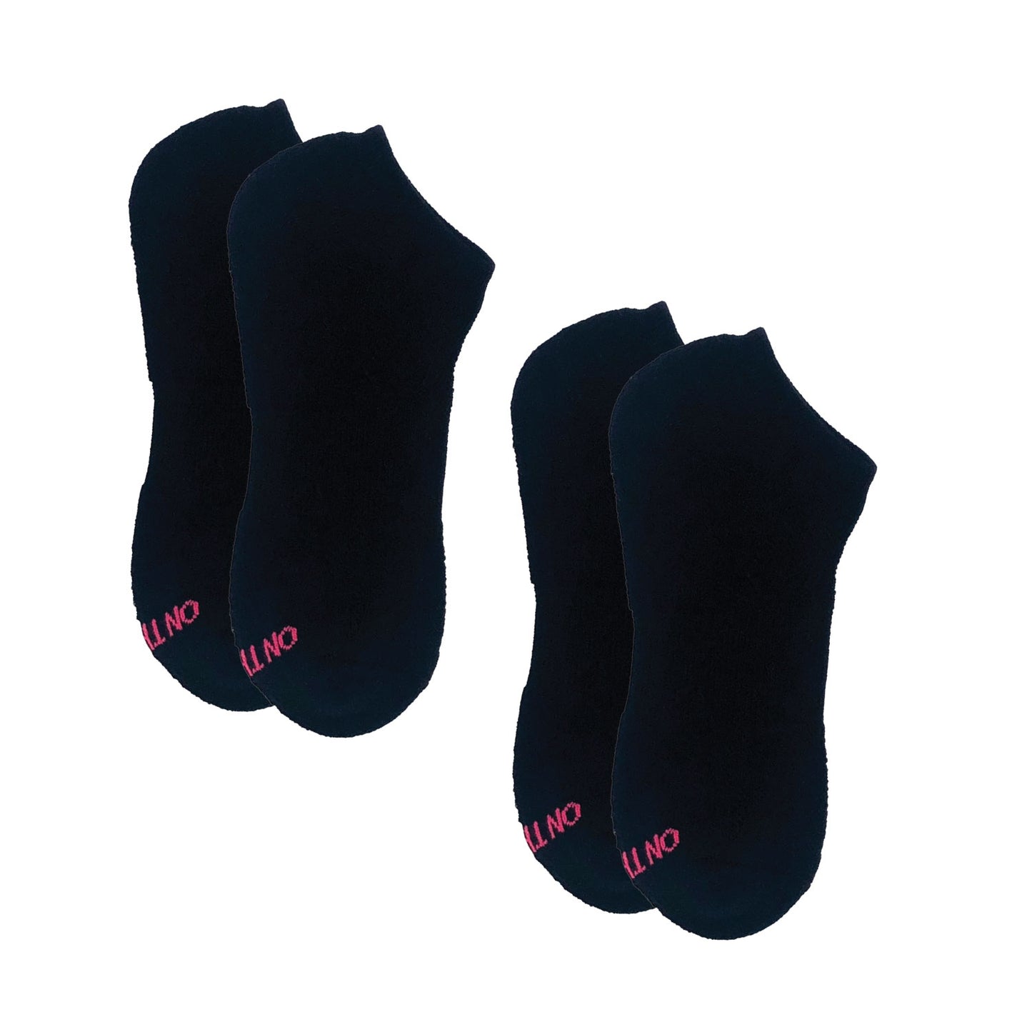 Women’s low-cut athletic socks 2-pair pack in black, cushioned cotton blend design ideal for running, walking, gym workouts, or everyday wear