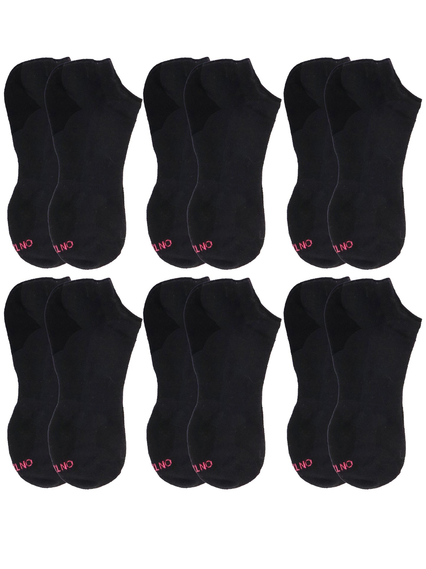 6-pack of men’s and women's black performance low-cut ankle socks featuring reinforced heel and toe, crafted with moisture-wicking cotton blend for durability, comfort, and athletic support during training, running, or everyday wear