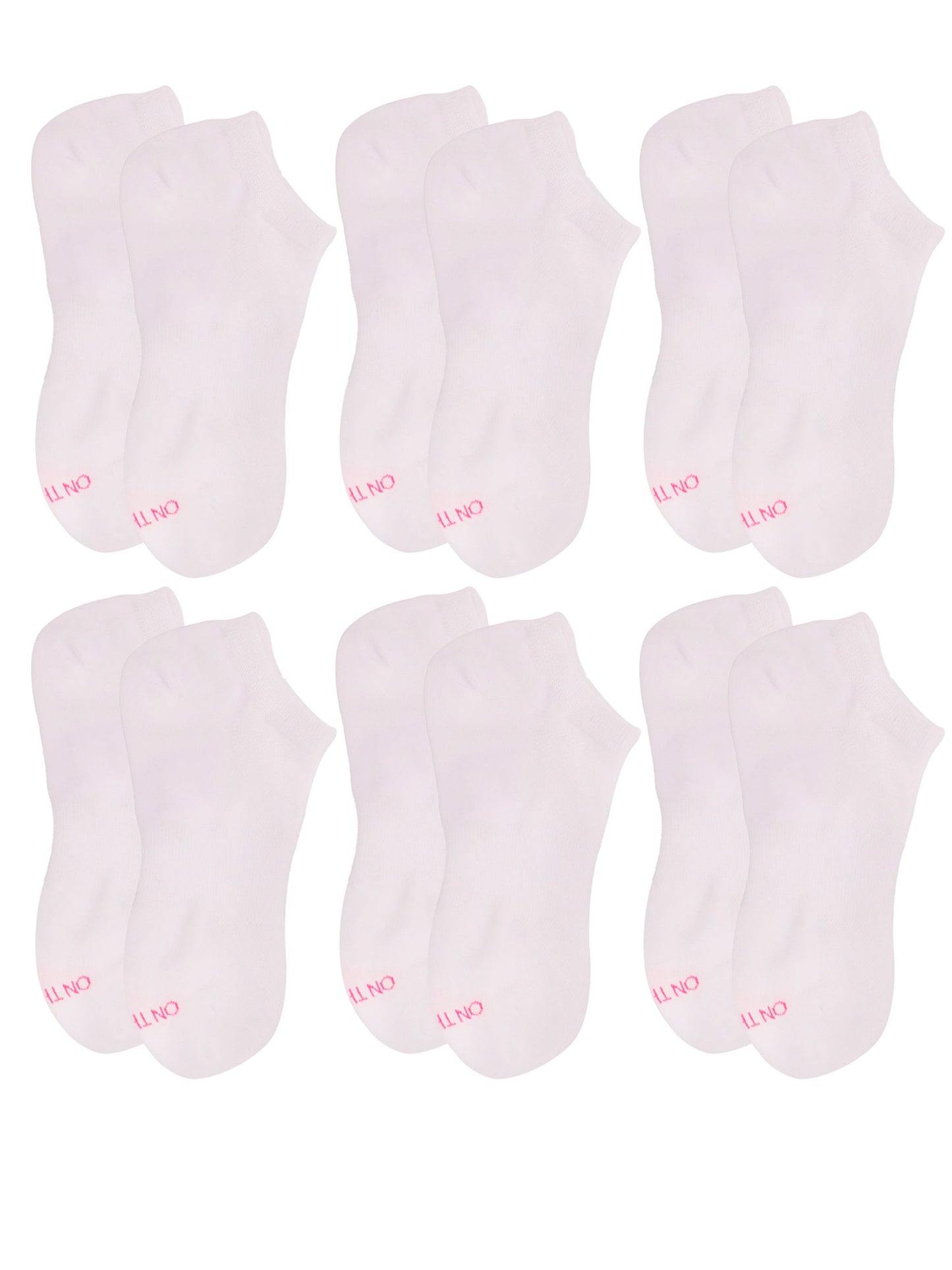 6-pack of men’s and women's white performance low-cut ankle socks featuring reinforced heel and toe, crafted with moisture-wicking cotton blend for durability, comfort, and athletic support during training, running, or everyday wear