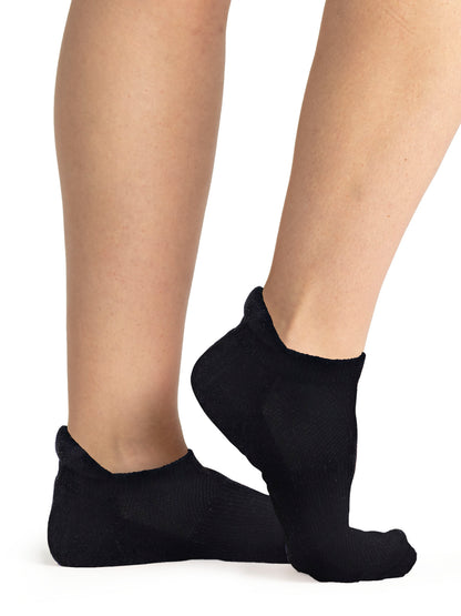 Women's low-cut black heel tab socks, cushioned no-show athletic socks for running and everyday wear

