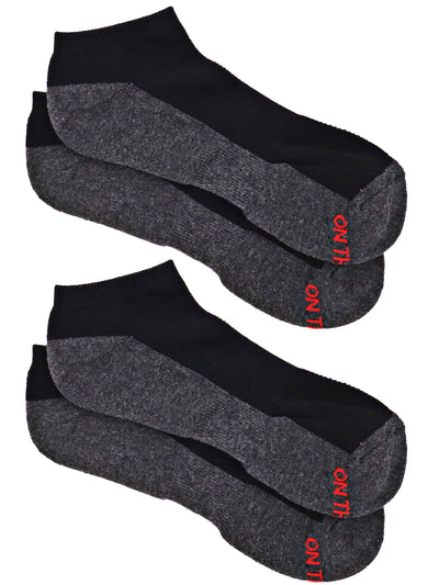 Men's Cushion Low-Cut Socks- Stripe Heel/Toe Design (2 Pair Pack)