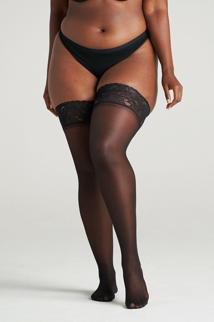 Sexy Sheer Lace Top Thigh High Stockings Hosiery Women Plus Size